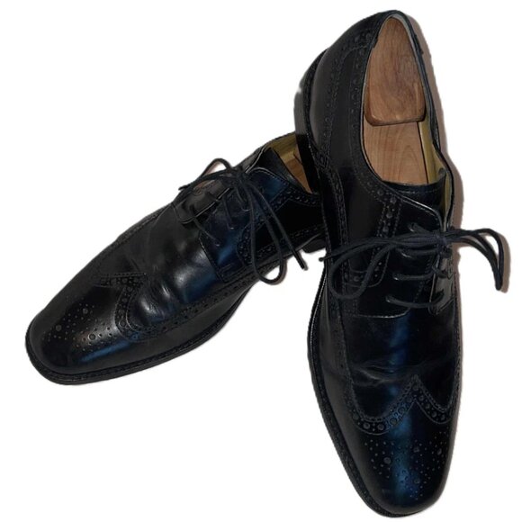 Cole Haan Men's 11.5M Black Leather Wingtip Derby Brogue Dress Shoes C0768 - Picture 2 of 5